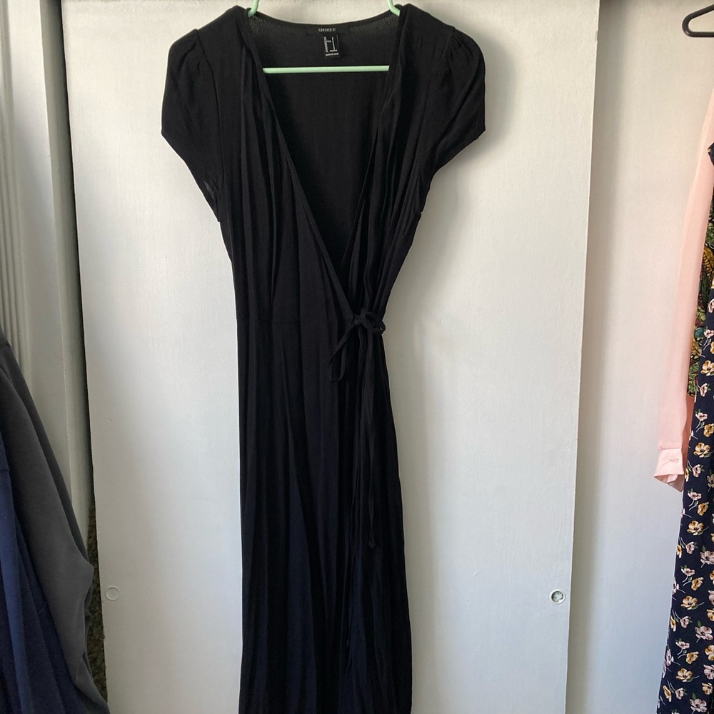 Forever 21 Black Midi Wrap Dress